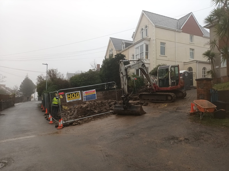 a driveway being dismatled