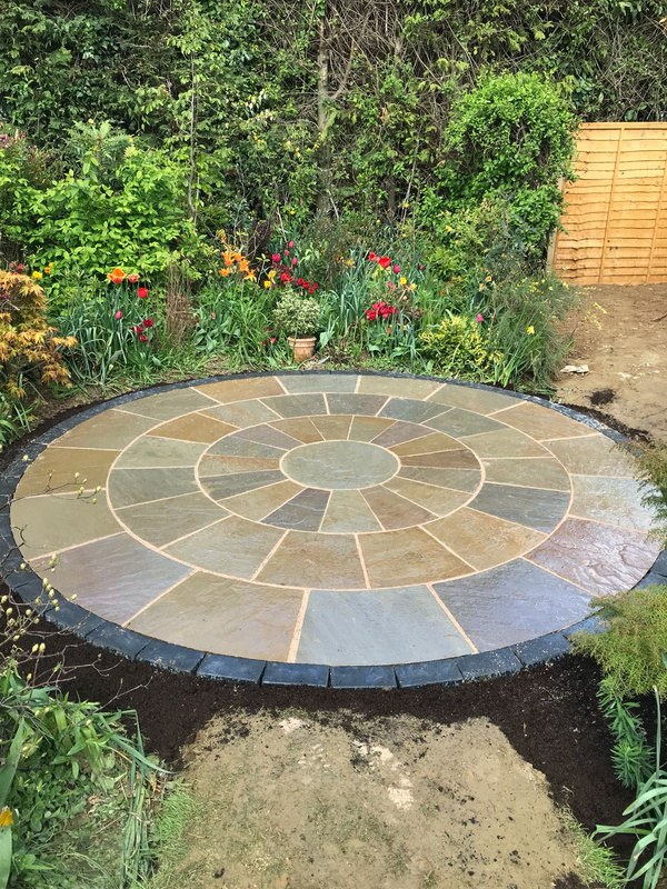 circular patio in garden