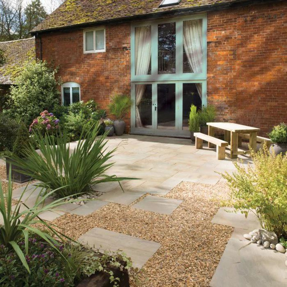 indian sandstone patio garden