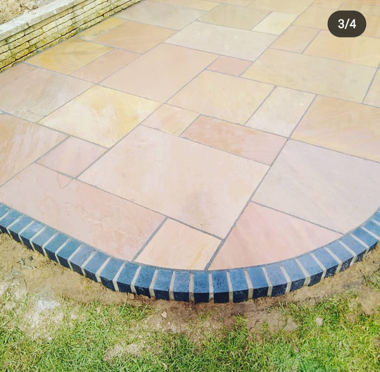 A curved patio area